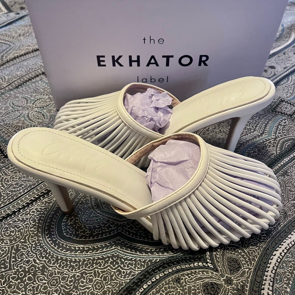 EKHATOR White Heeled Mules